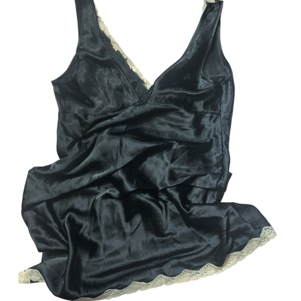 Victoria's Secret Black and Cream Satin Chemise - Picture 3 of 4
